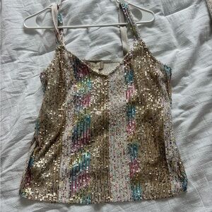 Altar'd State Sequin Camisole in Gold and Multicolor